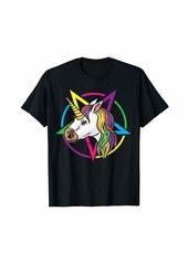 Creepy Unicorn Shirt Rainbow Baphomet Pentagram Sigil T-Shirt