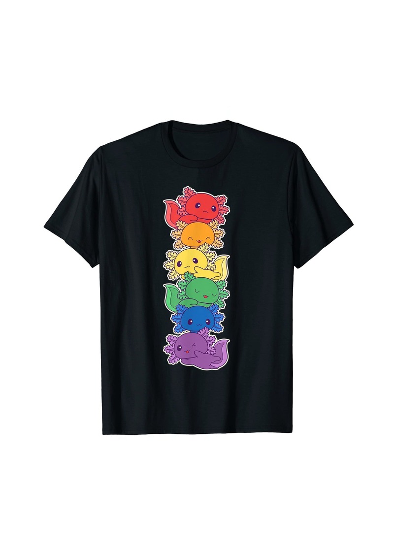 Cute LGBTQ Pride Kawaii Axolotl In Rainbow Colors T-Shirt