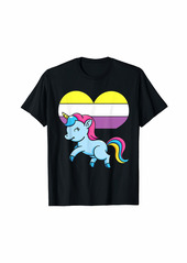 Rainbow Fantasy Animal Nonbinary Love LGBT Heart Magical Unicorn T-Shirt