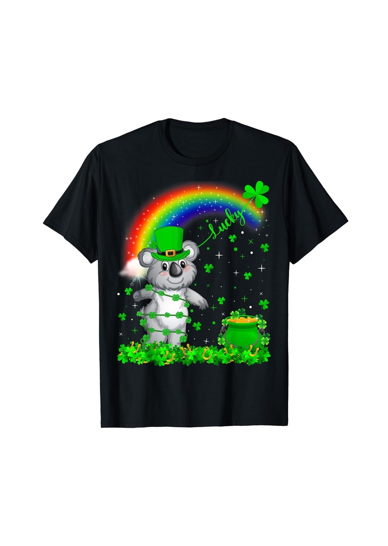 Funny Irish Shamrock Rainbow Lucky Koala St Patrick's Day T-Shirt