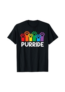 Funny Purride Cat Paws Rainbow LGBTQ Gay Pride T-Shirt