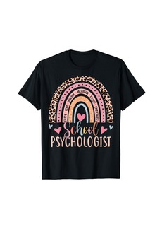 Funny School Psychologist Rainbow Leopard Print Psychology T-Shirt
