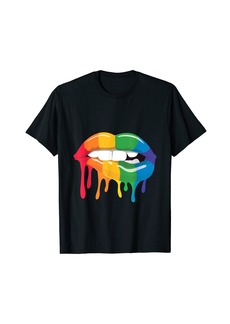 Dripping rainbow lips melting colors T-Shirt