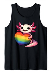 Gay Pride Axolotl Heart Rainbow Flag LGBT Women Girls Kids Tank Top