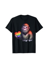 Gay Pride Bigfoot Heart Rainbow Flag LGBT Women Girls Kids T-Shirt