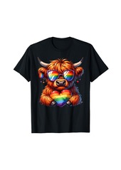 Gay Pride Cow Heart Rainbow Flag LGBT Women Girls Kids T-Shirt