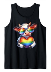 Gay Pride Cow Heart Rainbow Flag LGBT Women Girls Kids Tank Top