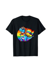 Gay Pride Dino T-Rex Rainbow LGBT Flag Ally Boys Kids Toddle T-Shirt