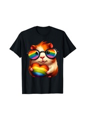 Gay Pride Guinea Pig Heart Rainbow LGBT Women Girls Kids T-Shirt