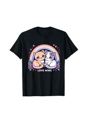 Gay Pride Month Love Wins Rainbow Cats Cute Kawaii LGBTQ T-Shirt