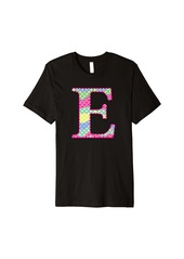Girls Colorful Rainbow Polka Dot Monogram Initial Letter E Premium T-Shirt