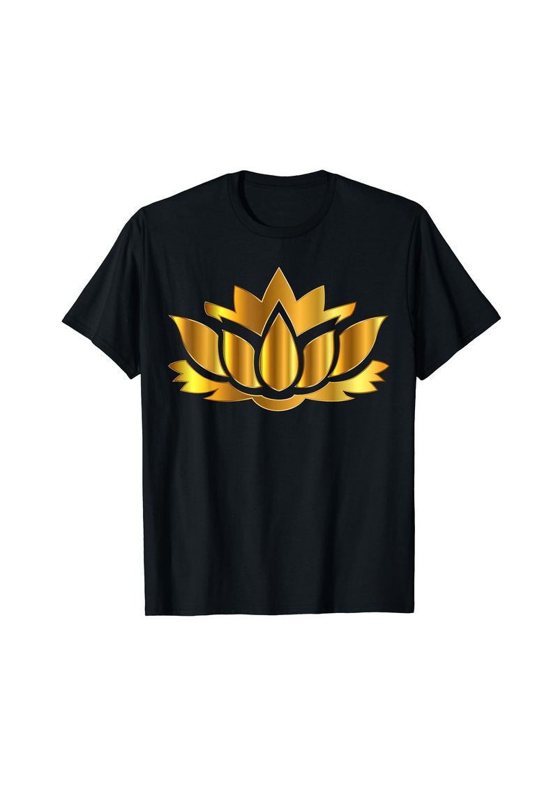 Rainbow Gold Lotus Flower Yoga Meditation Mindfulness Design T-Shirt
