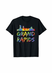 Grand Rapid Rainbow Art City Skyline Silhouette Grand Rapids T-Shirt