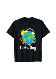 Happy Earth Day 2024 Rainbow Earth Lover Teachers Kids T-Shirt