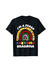 I'm A Proud Autism Grandma Groovy Rainbow Love Heart Autism T-Shirt