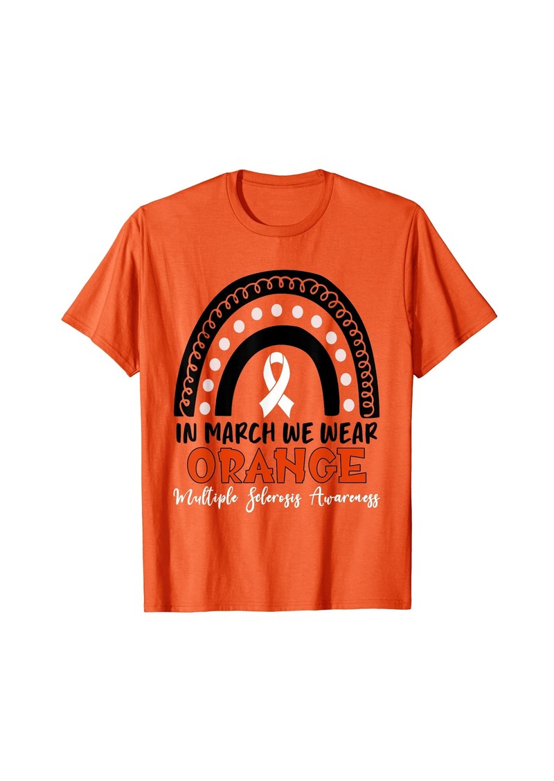 Rainbow In March We Wear  Ribbon MS Warrior Multiple Sclerosis T-Shirt