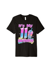 Rainbow It's My 11th Birthday Girl 11 Yrs Old Bubble Boba Tea Anime Premium T-Shirt