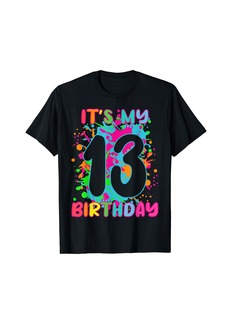 Its My Birthday Shirt 13 years old Boys Rainbow Splashes T-Shirt