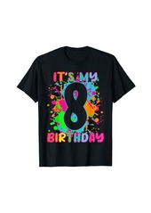 Its My Birthday Shirt 8 years old Boys Girl Rainbow Splashes T-Shirt