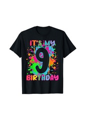 Its My Birthday Shirt 9 years old Boys Girl Rainbow Splashes T-Shirt