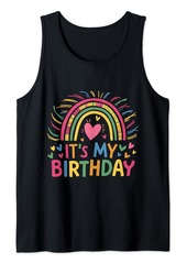 Its My Birthday Shirt Rainbow Birthday Women Teens Girls Tank Top