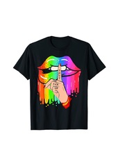 June Pride Month Dripping Rainbow Lips Hand Gay Pride LGBTQ+ T-Shirt
