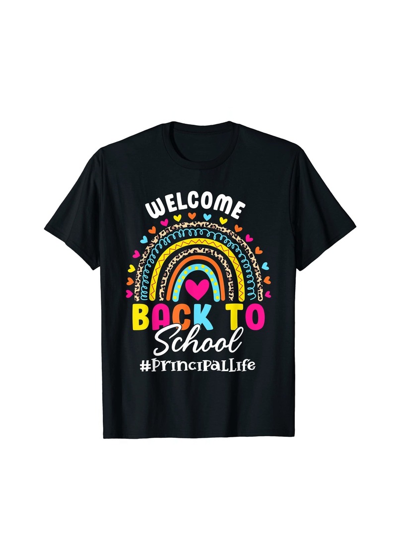 Leopard Rainbow Principal Life Welcome Back To School T-Shirt