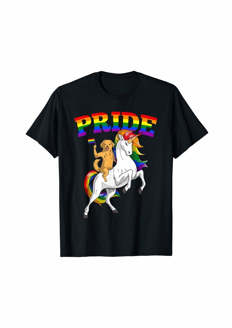 LGBT Golden Retriever Dog Unicorn Gay Pride Rainbow LGBTQ T-Shirt