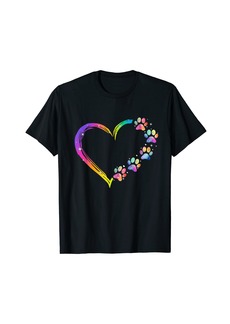 LGBT Heart Rainbow Dog Paw LGBT Pride LGBT Supporter T-Shirt