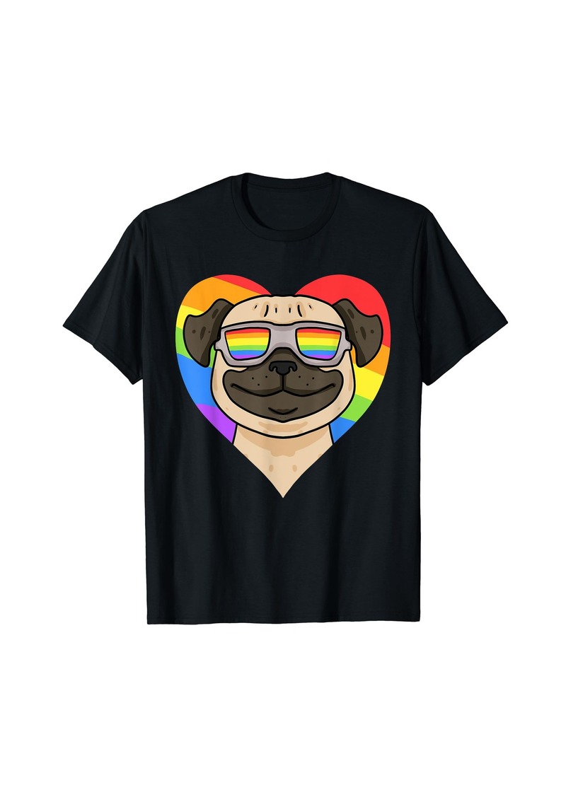 LGBT Rainbow - Pug Dog - Gay Pride - LGBT Heart Animal T-Shirt