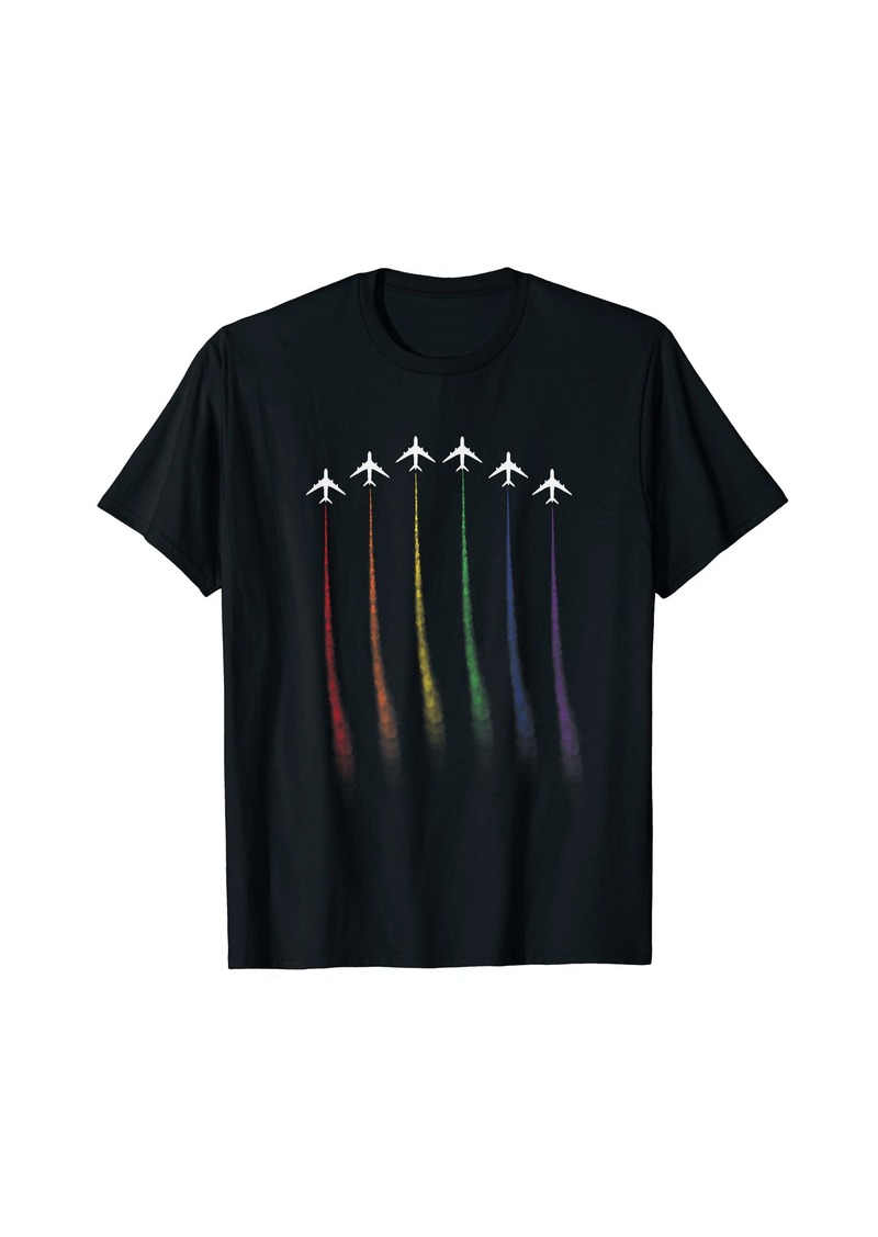 Rainbow LGBTQ Air Force Flyover - Lgbt Gay Airplane Pilot T-Shirt