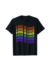 LGBTQ Love Is Love Gay Pride LGBT Ally Rainbow Flag Groovy T-Shirt