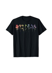 LGBTQ Wildflowers Rainbow Flowers Gay Lesbian Pride Month T-Shirt