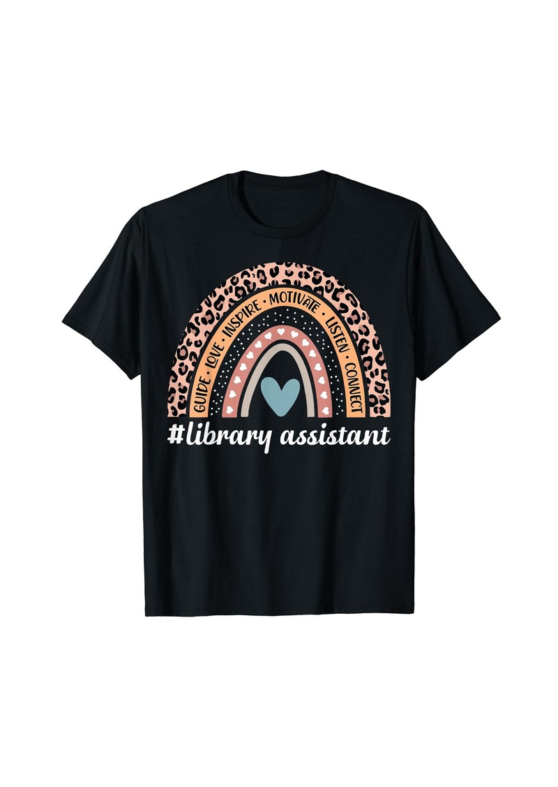 Library Assistant Rainbow Leopard Librarian T-Shirt