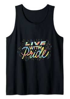 Rainbow Live With Pride Colorful Bold Statement Tank Top
