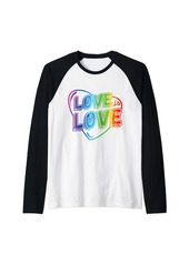 Love Is Love Bold Statement Rainbow Text Raglan Baseball Tee