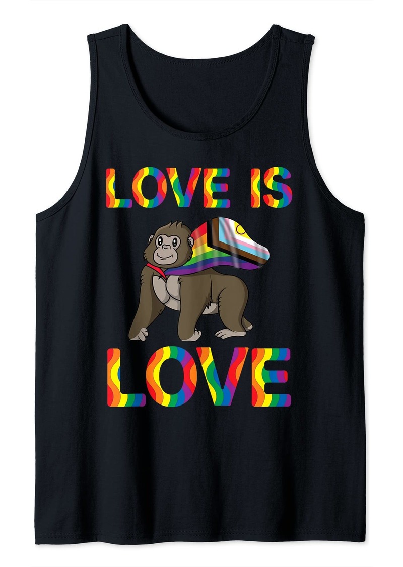 Rainbow Love Is Love Queer Monkey Gay Monkey Lgbtdiversity Queer Tank Top