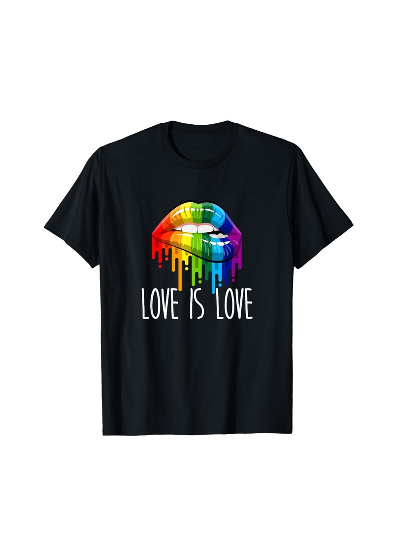 Love Is Love Rainbow Lips LGBT Gay Lesbian Pride T-Shirt