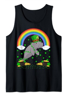 Magical Rainbow Leprechaun Hat Manatee St. Patrick's Day Tank Top