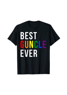 Mens Best Guncle ever Rainbow Flag colors LGBTQ Pride Gay Uncle T-Shirt