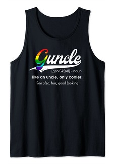 Mens Vintage Guncle Definition Rainbow Flag LGBTQ Pride Gay Uncle Tank Top