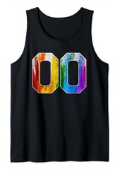 Number 00 Rainbow Pride Powder Tie Dye Flag Sports Fan Wear Tank Top