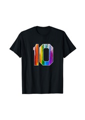 Number 10 Rainbow Pride Powder Tie Dye Flag Sports Fan Wear T-Shirt
