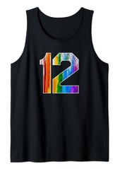 Number 12 Rainbow Pride Powder Tie Dye Flag Sports Fan Wear Tank Top