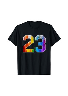 Number 23 Rainbow Pride Powder Tie Dye Flag Sports Fan Wear T-Shirt