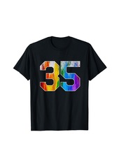 Number 35 Rainbow Pride Powder Tie Dye Flag Sports Fan Wear T-Shirt