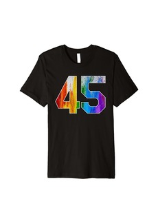 Number 45 Rainbow Pride Powder Tie Dye Flag Sports Fan Wear Premium T-Shirt