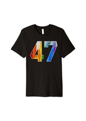 Number 47 Rainbow Pride Powder Tie Dye Flag Sports Fan Wear Premium T-Shirt