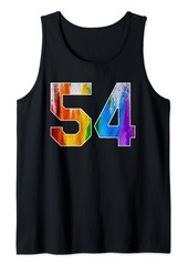 Number 54 Rainbow Pride Powder Tie Dye Flag Sports Fan Wear Tank Top