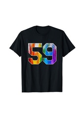 Number 59 Rainbow Pride Powder Tie Dye Flag Sports Fan Wear T-Shirt